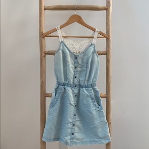 Lace and Denim Mini-Dress